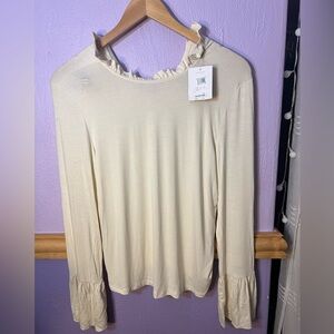 Top Shop Cream Long Sleeve Blouse
